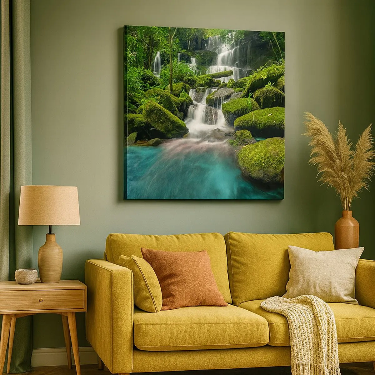 Canvas picture - Turquoise, Sapphire and Silver - 30x30 cm