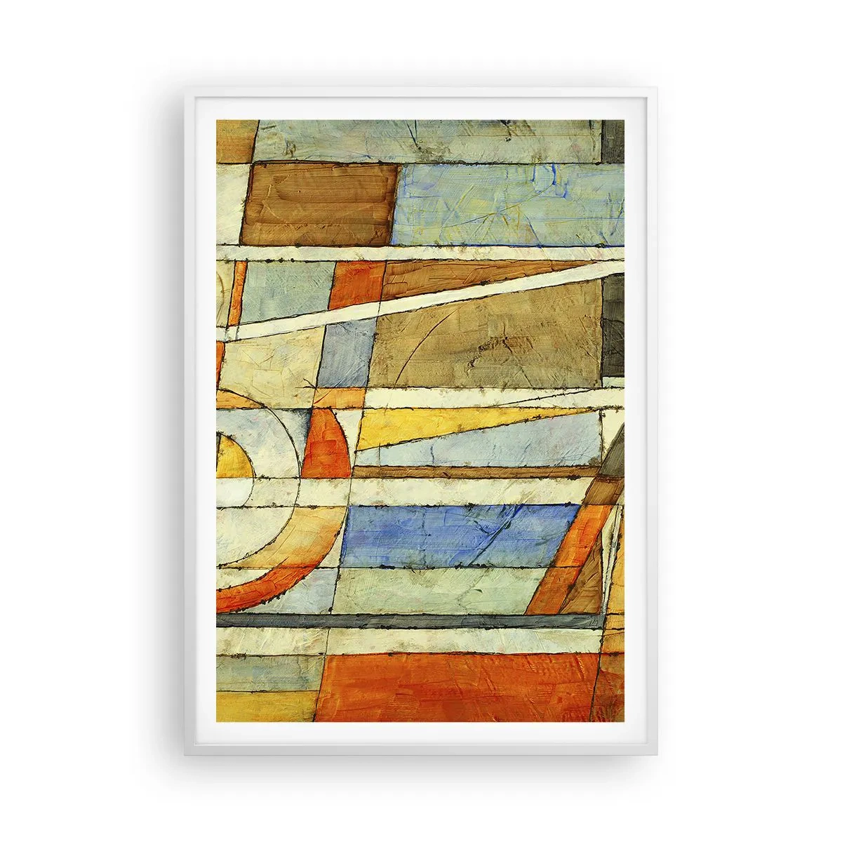 Poster in white frmae - Cubism on a Construction Site - 70x100 cm
