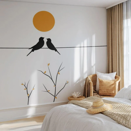 Custom Self-Adhesive Wallpaper Deluxe Sticker - Nightingale Evening - Abstraction, Birds, Graphics