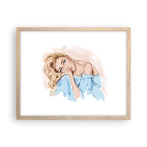Poster in light oak frame - Dreamy in Blue - 50x40 cm