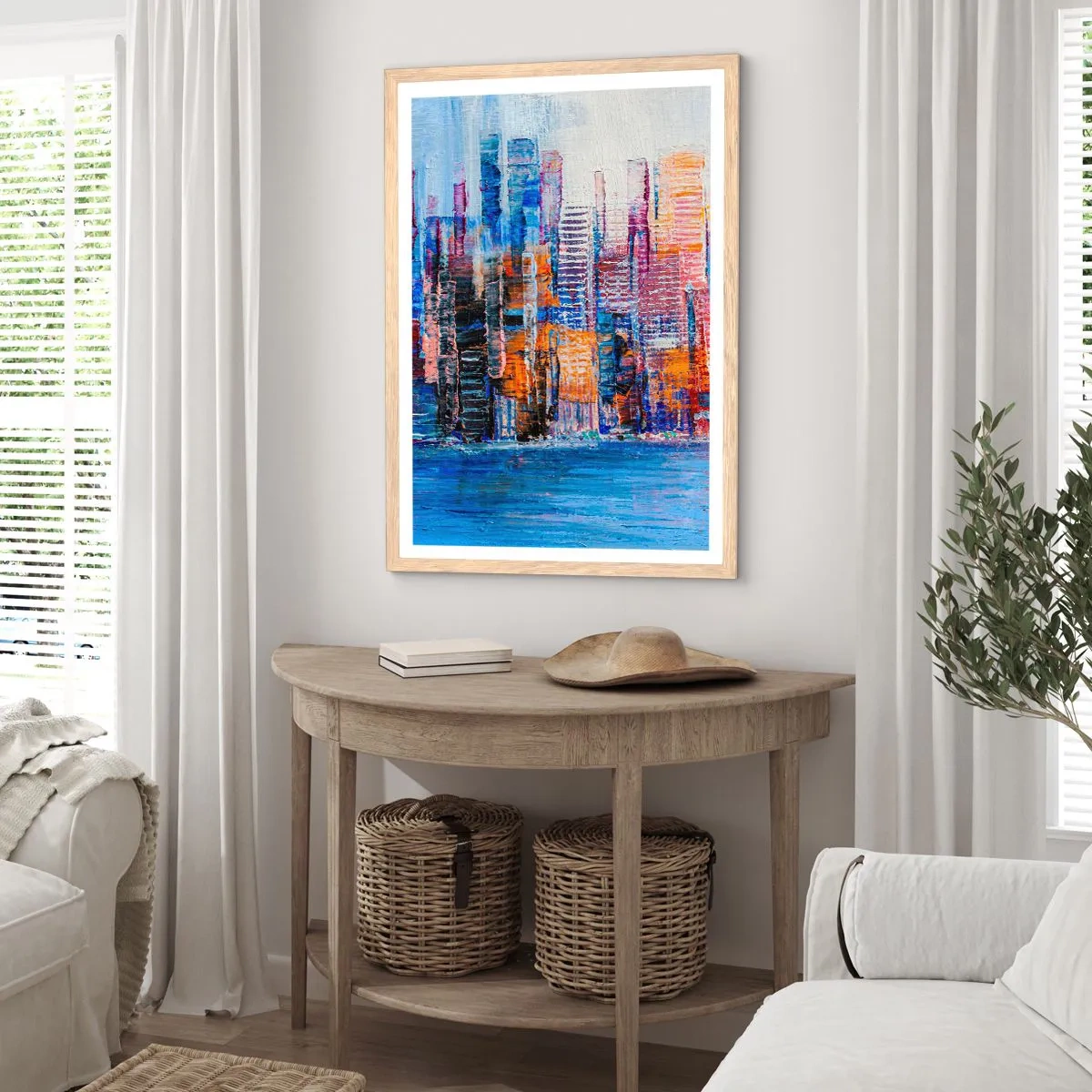 Poster in light oak frame - Joyful Metropolis - 30x40 cm