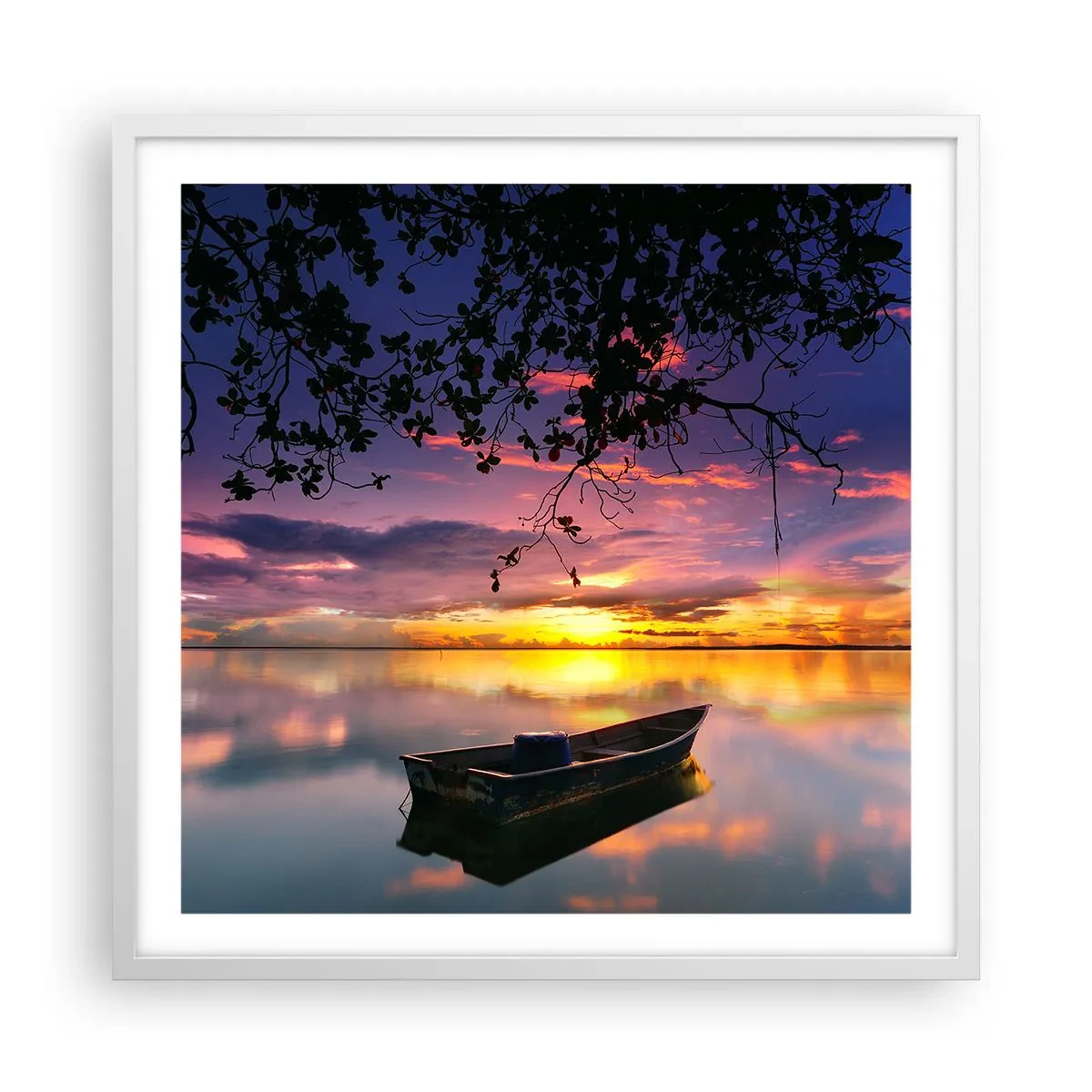Poster in white frmae - Serenity of the Lake - 60x60 cm