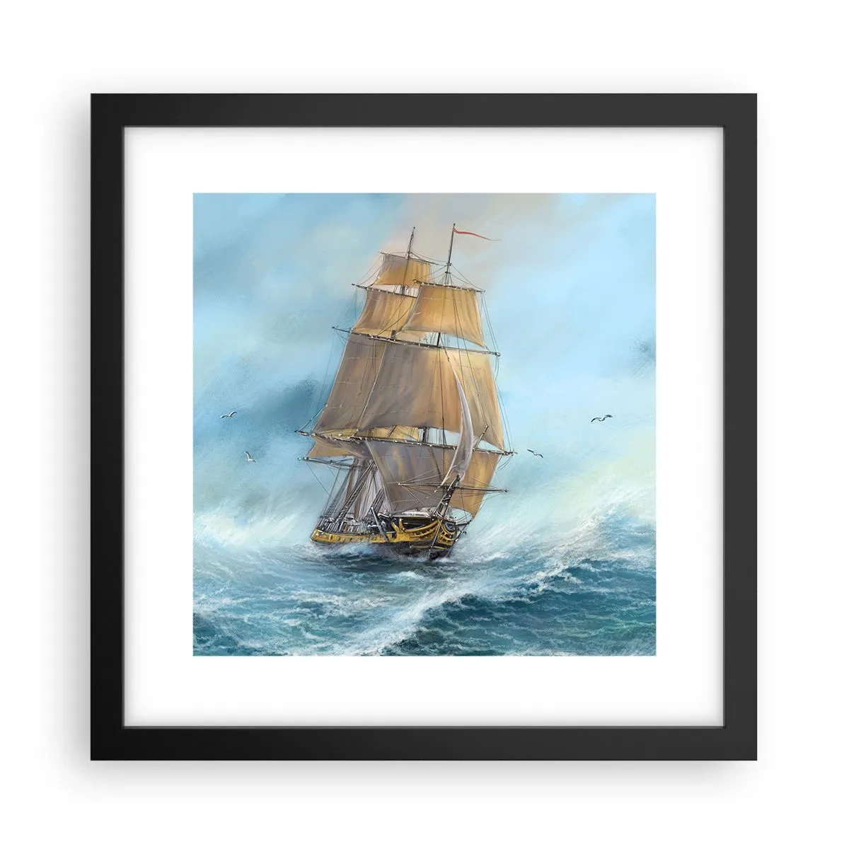 Poster in black frame - Gliding on the Waves - 30x30 cm