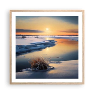 Poster in light oak frame - Winter Sunset - 60x60 cm