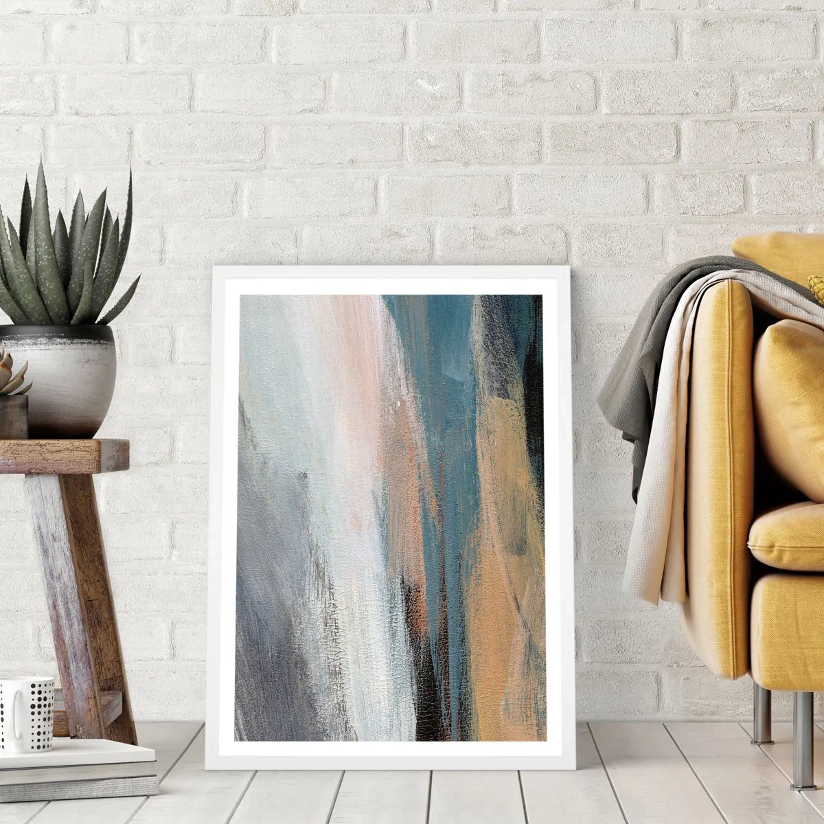 Poster in white frmae - Abstract: Northern Landscsape - 40x50 cm