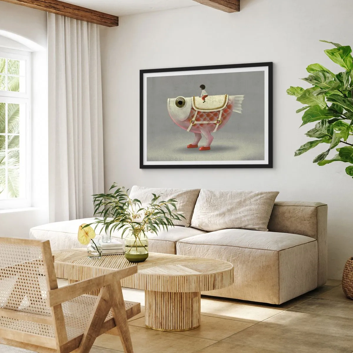Poster in black frame - Fish Jockey - 40x30 cm