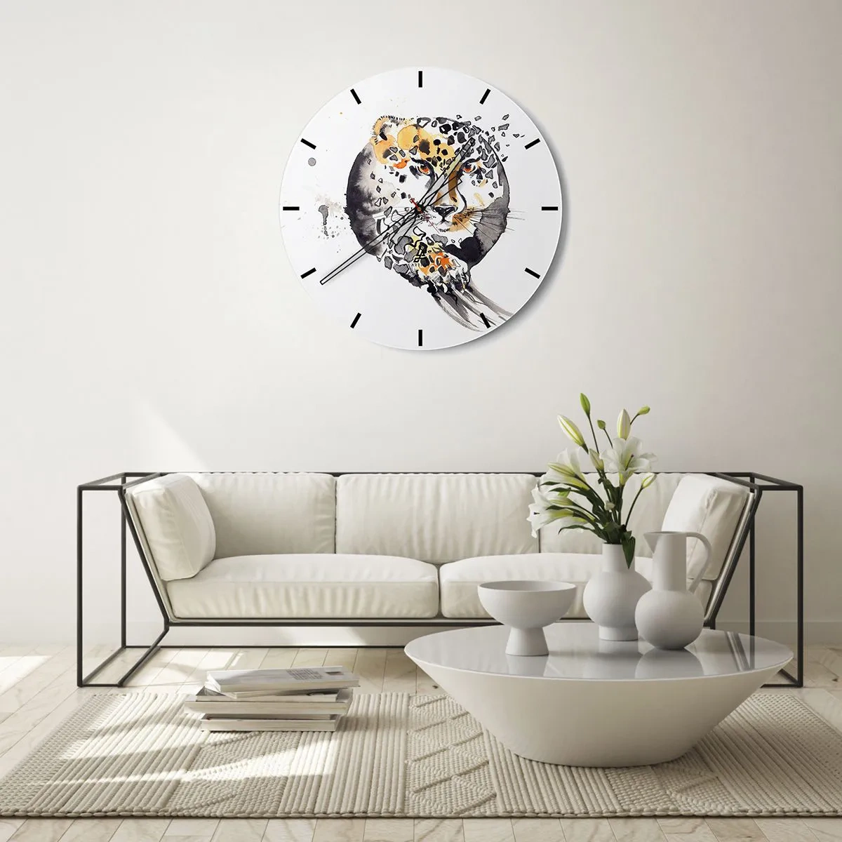 Wall clock - Clock on glass - Wild Beauty - 40x40 cm