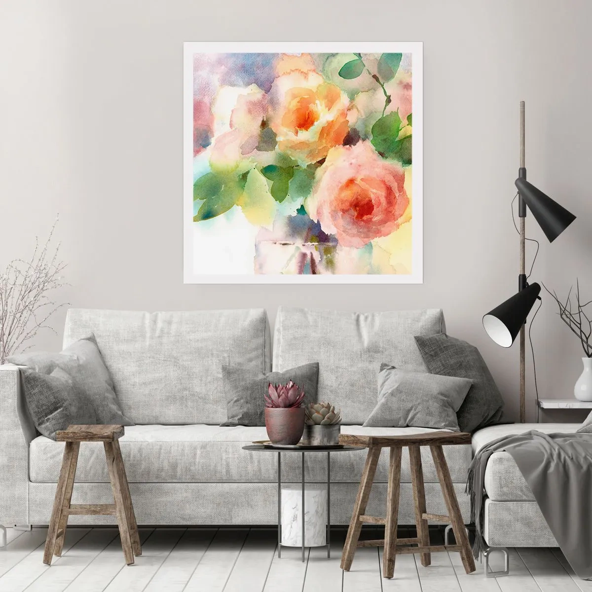 Poster - Delicate Like Watercolour - 40x40 cm