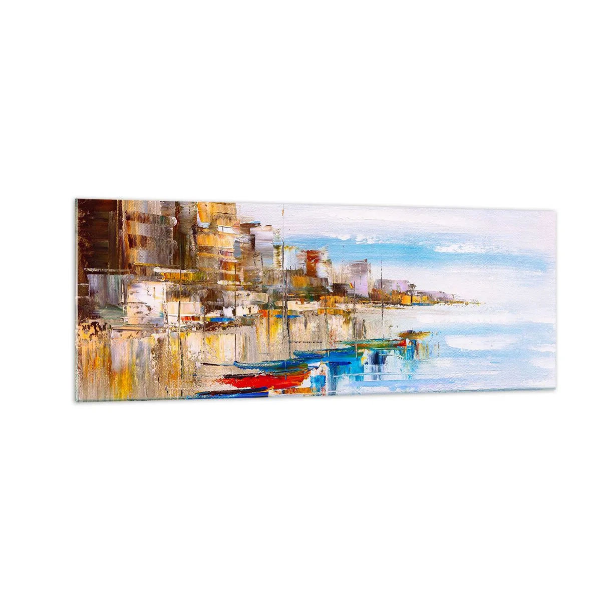 Glass picture - Multicolour Town Marina - 140x50 cm