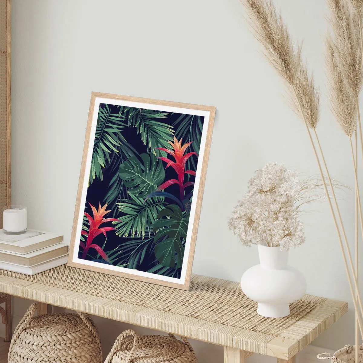 Poster in light oak frame - Burn in Green - 70x100 cm