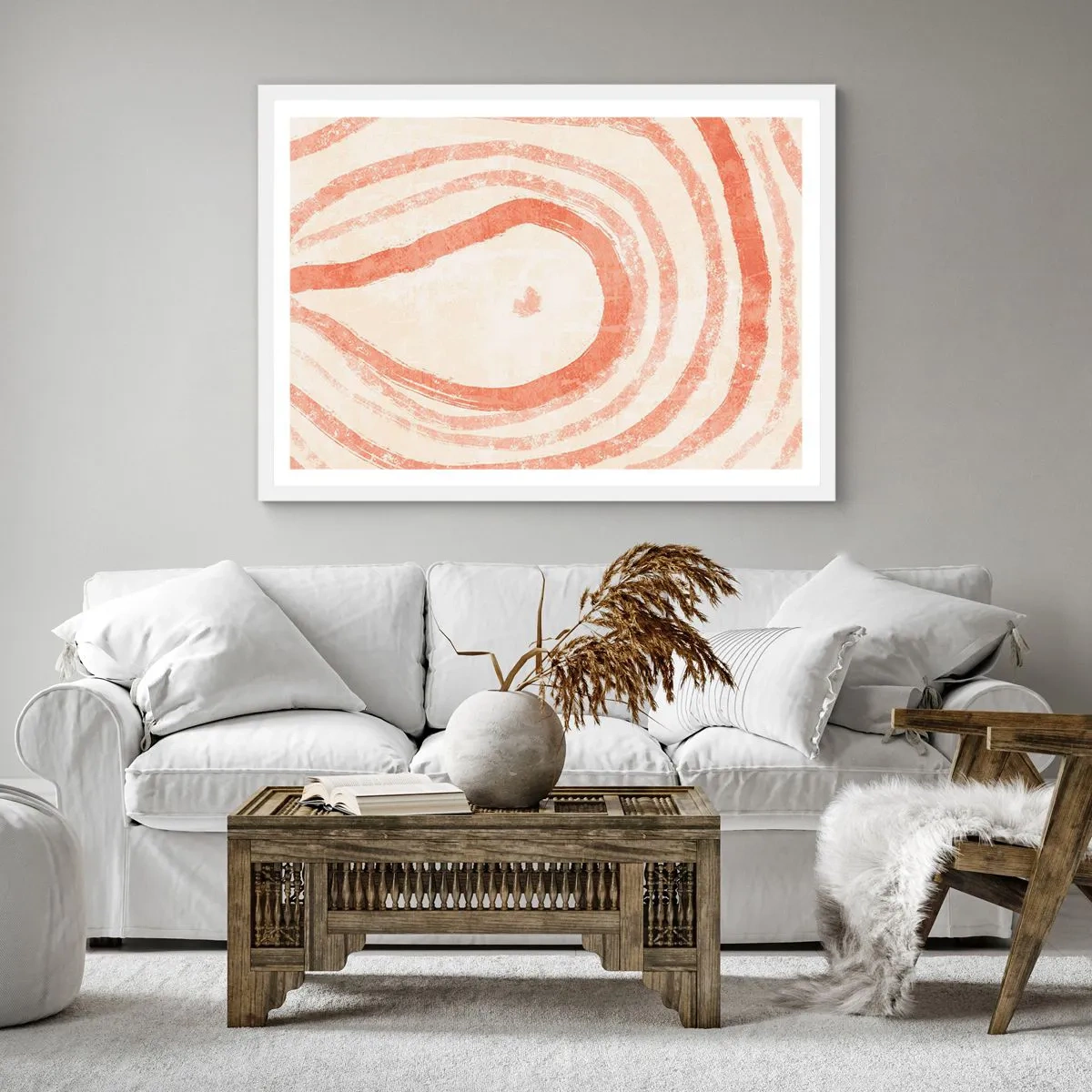 Poster in white frmae - Coral Circles - Composition - 40x40 cm
