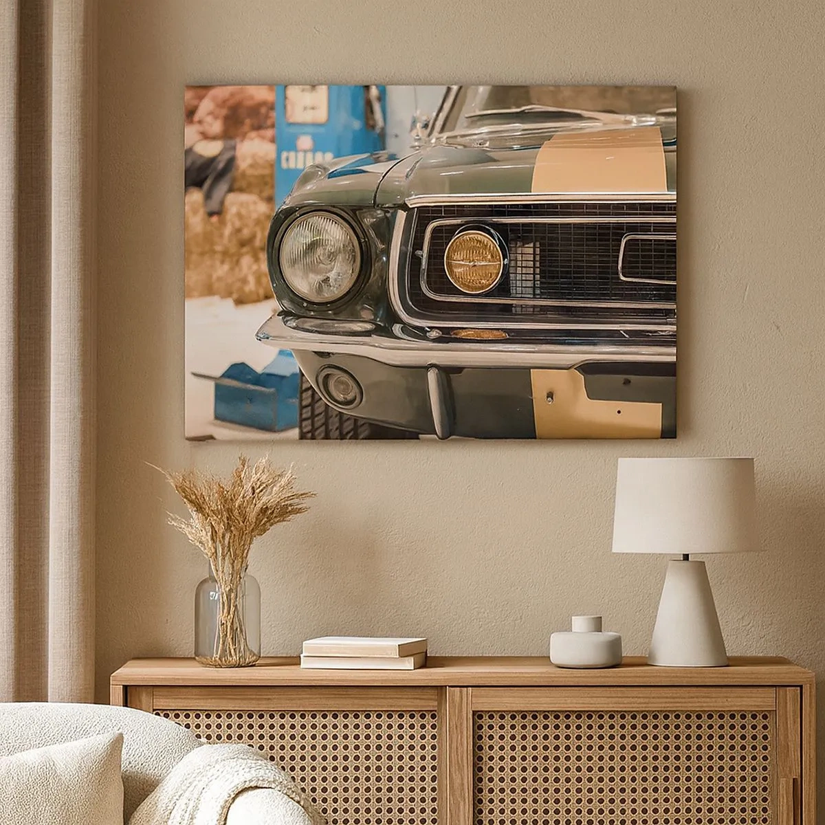 Canvas picture - An iconic retro car in a classic setting - 70x50cm - Encounter with the Legend - Modern wall decoration for the living room and bedroom ARTTOR