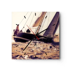 Wall clock - Clock on glass - Sail, Sailor - 30x30 cm