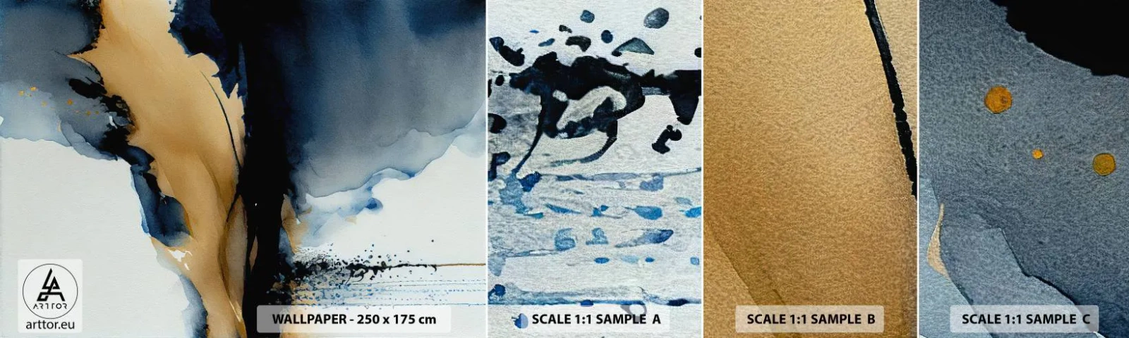 Photo Wallpaper Sample Self-Adhesive Deluxe Sticker - Behind the Curtain - Abstraction, Ink, Piece - 100x30 cm