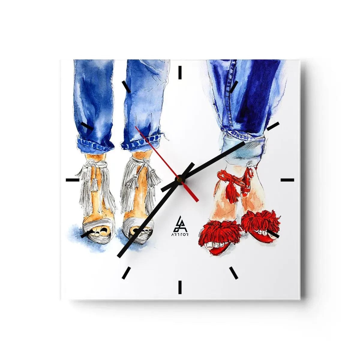 Wall clock - Clock on glass - Shall We Go for a Walk? - 30x30 cm