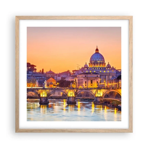 Poster in light oak frame - Twilight over Eternal City - 50x50 cm
