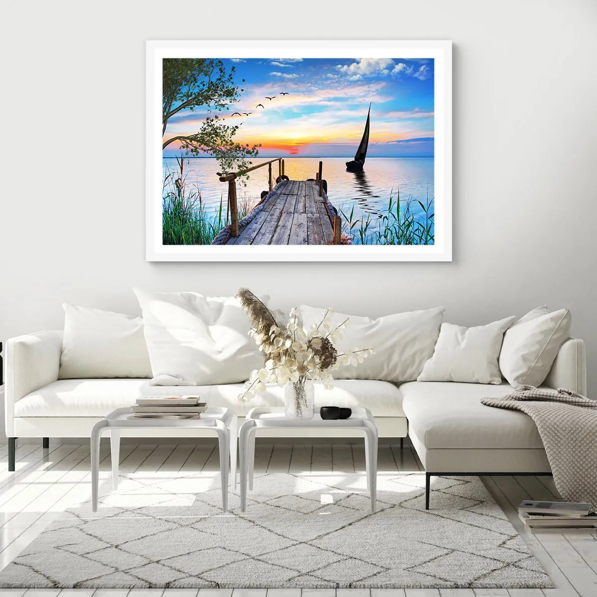 Poster in white frmae - Good Evening - 91x61 cm