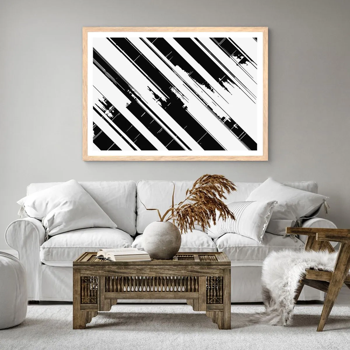 Poster in light oak frame - Intensive and Dynamic Composition - 91x61 cm