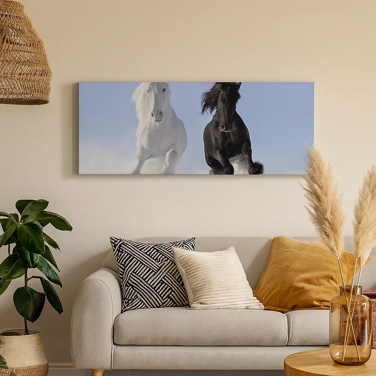 Canvas picture - Black and White Gallop - 30x30 cm