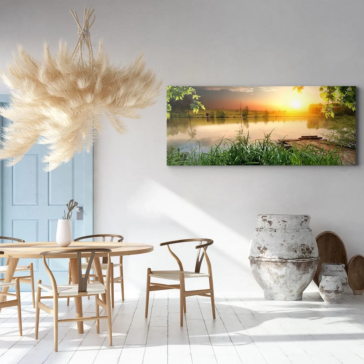 Canvas picture - Landscape in a Green Frame - 120x50 cm
