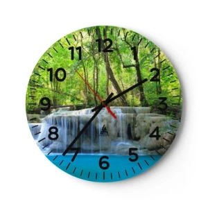 Wall clock - Clock on glass - Drowning in Turquoise and Green - 40x40 cm