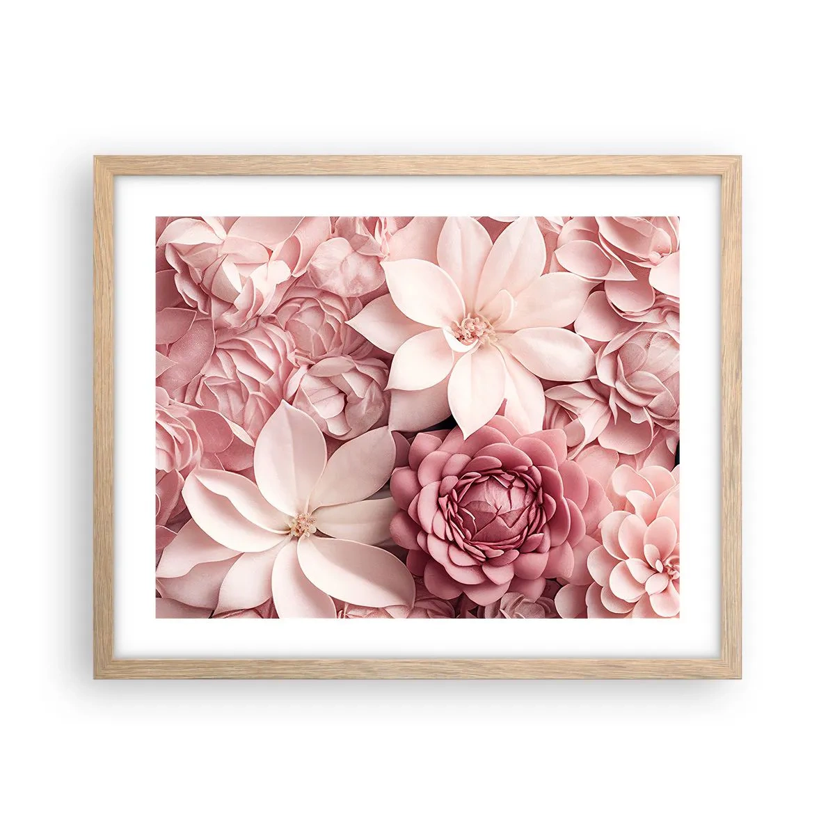 Poster in light oak frame - In Pink Petals - 50x40 cm