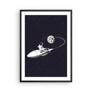 Poster in black frame - An astronaut standing on a rocket flying in space - 50x70cm - Space Surfer - Modern wall decoration for the living room and bedroom ARTTOR