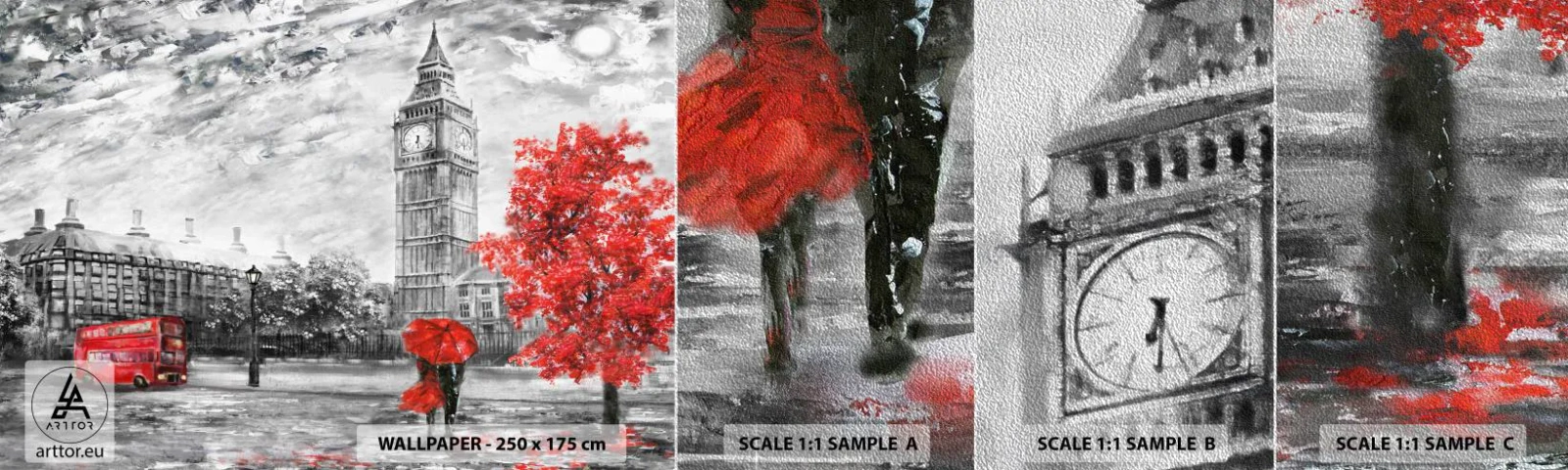 Photo Wallpaper Sample Premium Sand - Exciting Day - City, London, Architecture - 100x30 cm