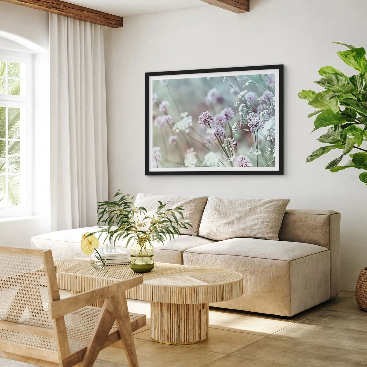 Poster in black frame - Sweet Filigrees of Herbs - 40x30 cm