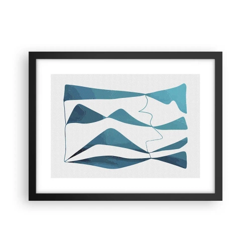 Poster in black frame - Abstract: Turquoise Relation - 40x30 cm