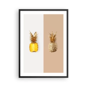 Poster in black frame - A minimalist composition of two pineapples - 50x70cm - Pineapple for Us - Modern wall decoration for the living room and bedroom ARTTOR