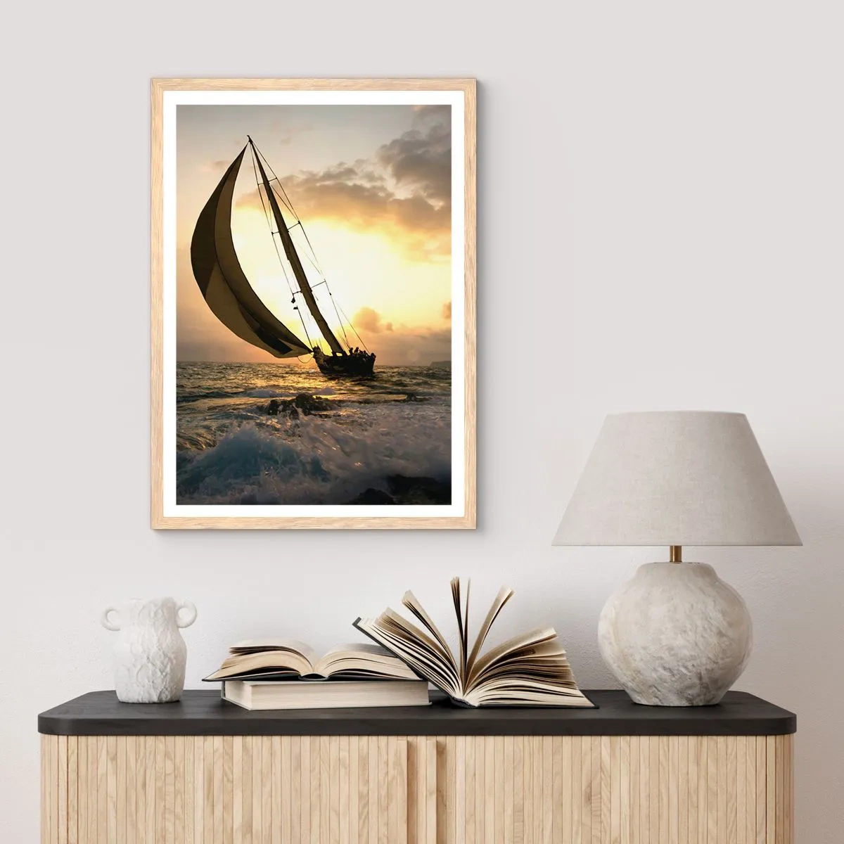 Poster in light oak frame - With and against the Wind - 40x50 cm