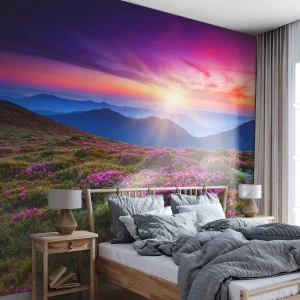 Photo Wallpaper Premium Canvas - Smells Strongly of Herbs - Landscape, Mountains, Flowers - 350x256 cm
