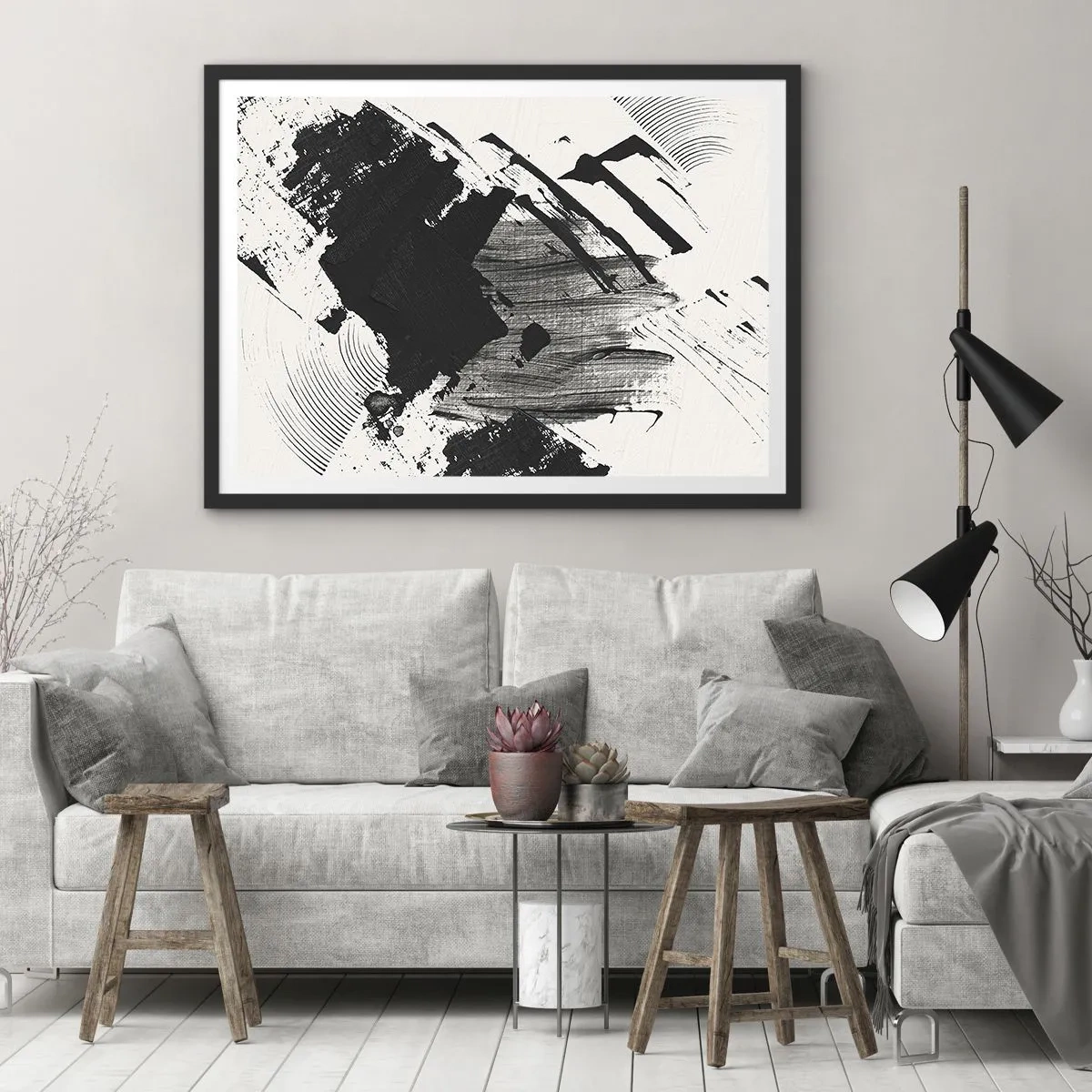 Poster in black frame - Abstract - Expression of Black - 50x40 cm