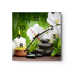 Wall clock - Clock on glass - Fragrant, Flowery, Delicate Touch - 40x40 cm