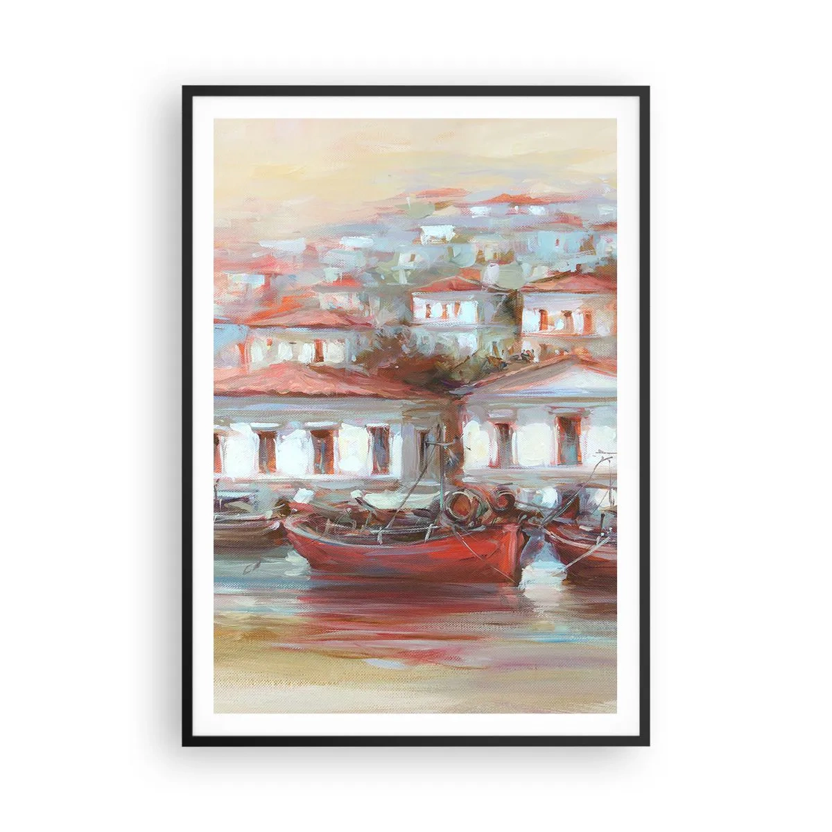 Poster in black frame - Happy Town - 70x100 cm