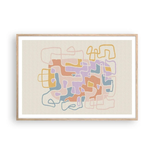 Poster in light oak frame - Maze - Joyful Adventure - 100x70 cm