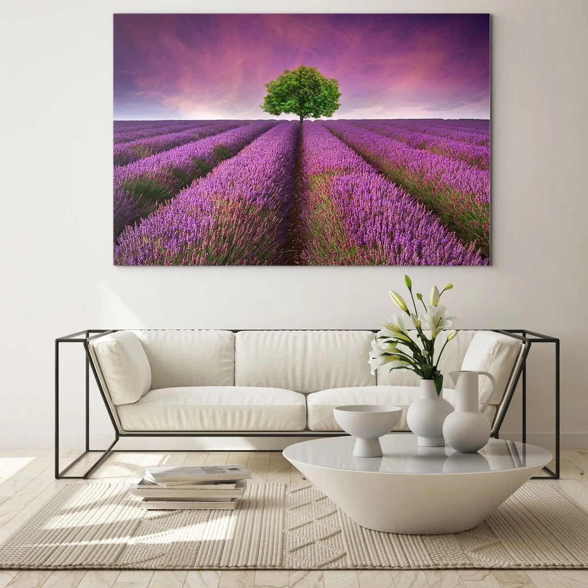Glass picture - In the Fields of Lavender - 100x70 cm