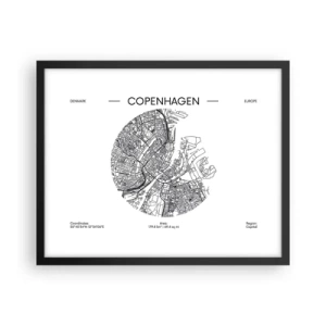 Poster in black frame - Anatomy of Copenhagen - 50x40 cm
