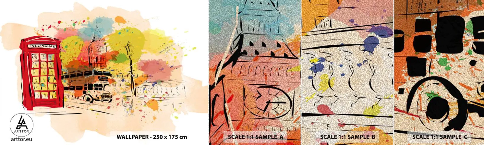 Photo Wallpaper Sample Premium Sand - City of Diversity - City, London, Abstraction - 100x30 cm