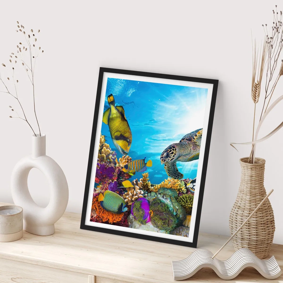Poster in black frame - Coral Promenade - 61x91 cm