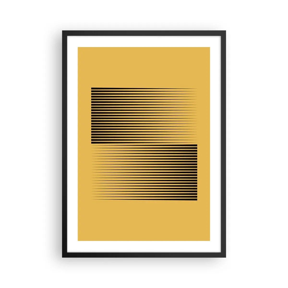 Poster in black frame - A minimalistic composition of lines on a mustard background. - 50x70cm - Square Opposites - Modern wall decoration for the living room and bedroom ARTTOR
