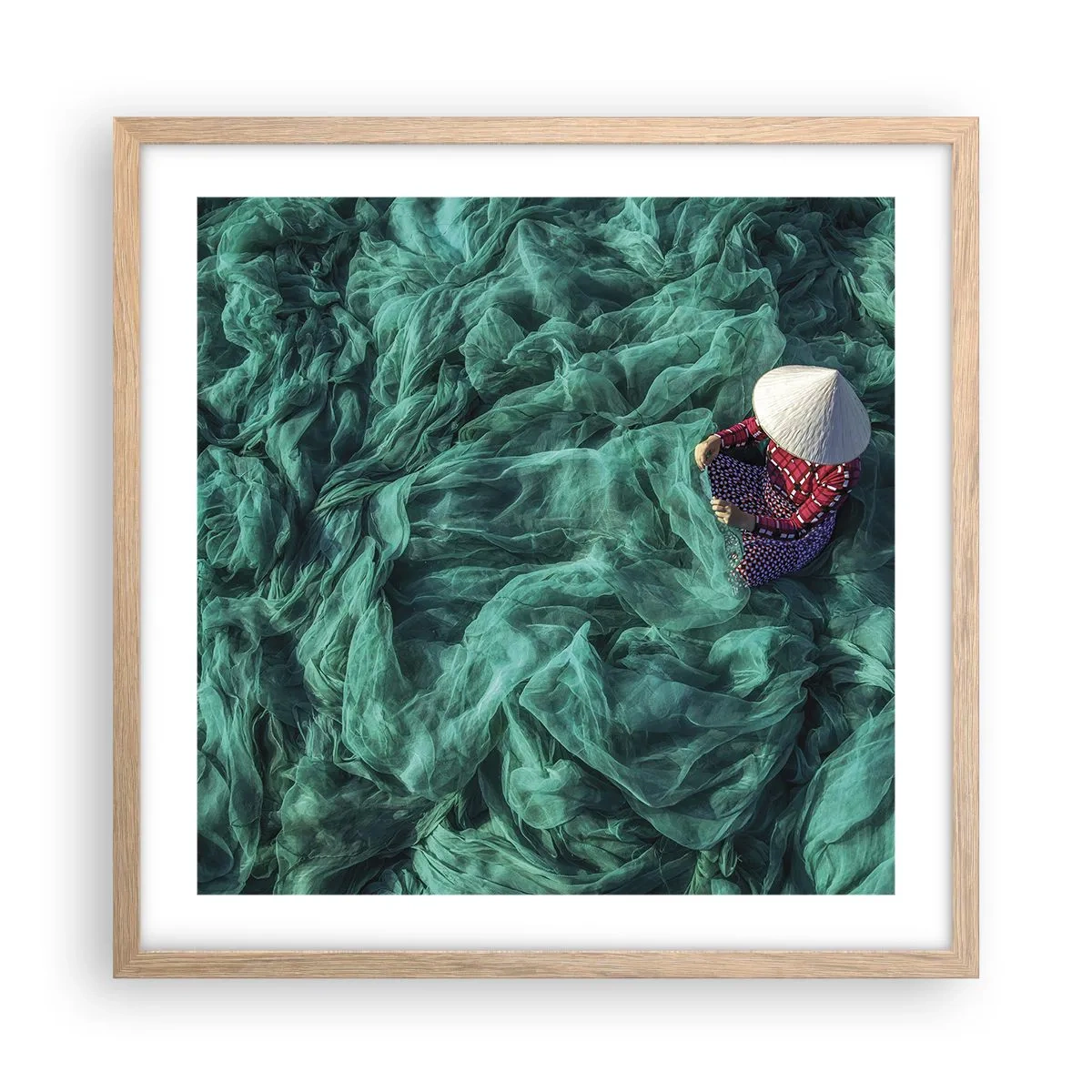 Poster in light oak frame - In the Sea of Nets - 50x50 cm