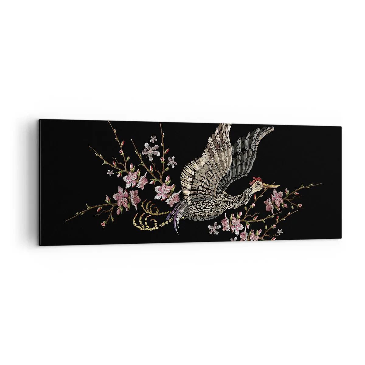 Canvas picture - Exotic, Embroidered Bird - 140x50 cm