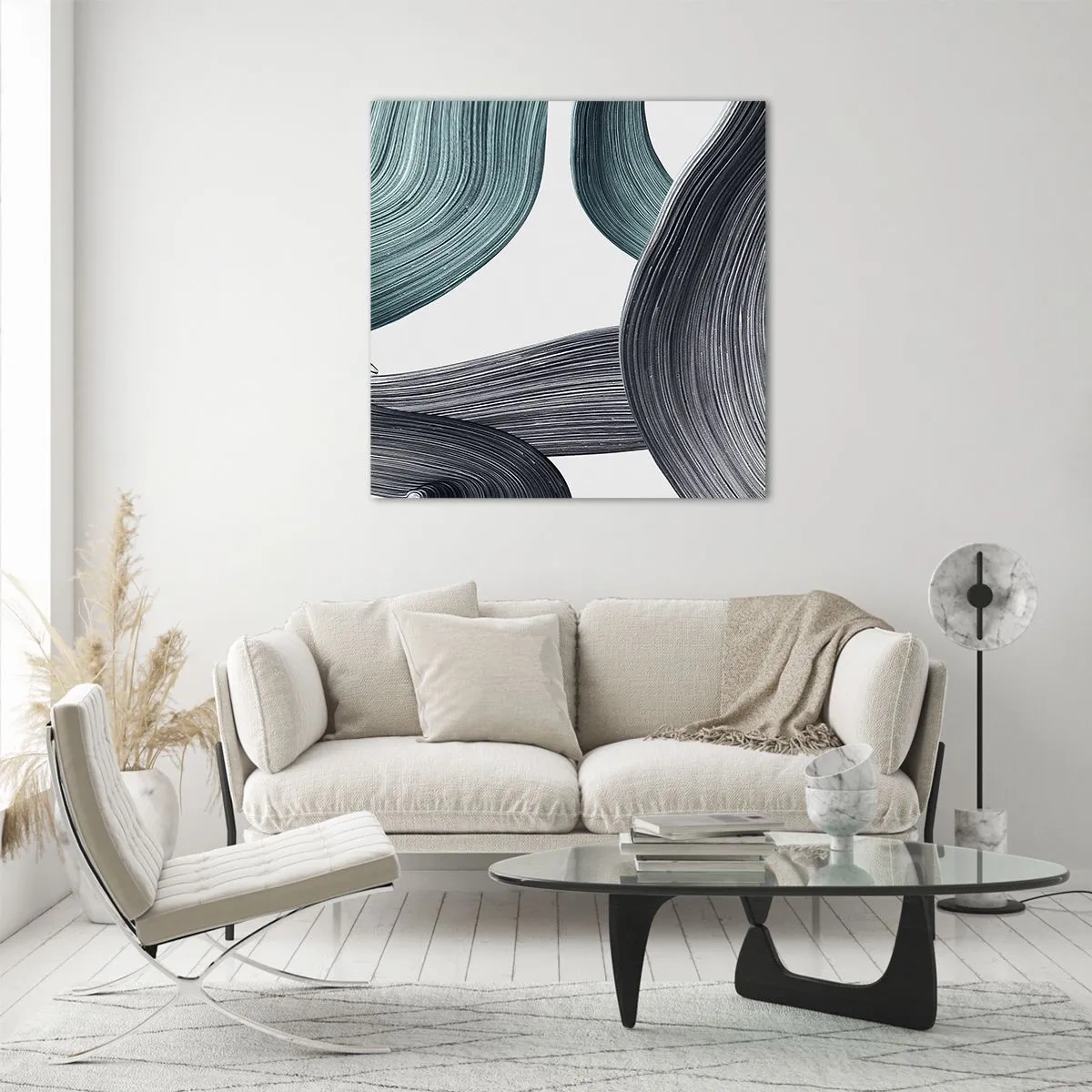 Glass picture - Emerald and Black Trails - 50x50 cm