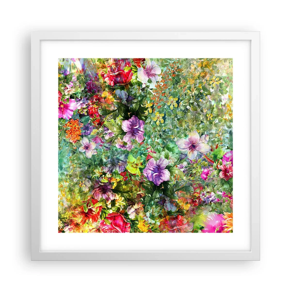Poster in white frmae - Lost in the Flowers - 40x40 cm