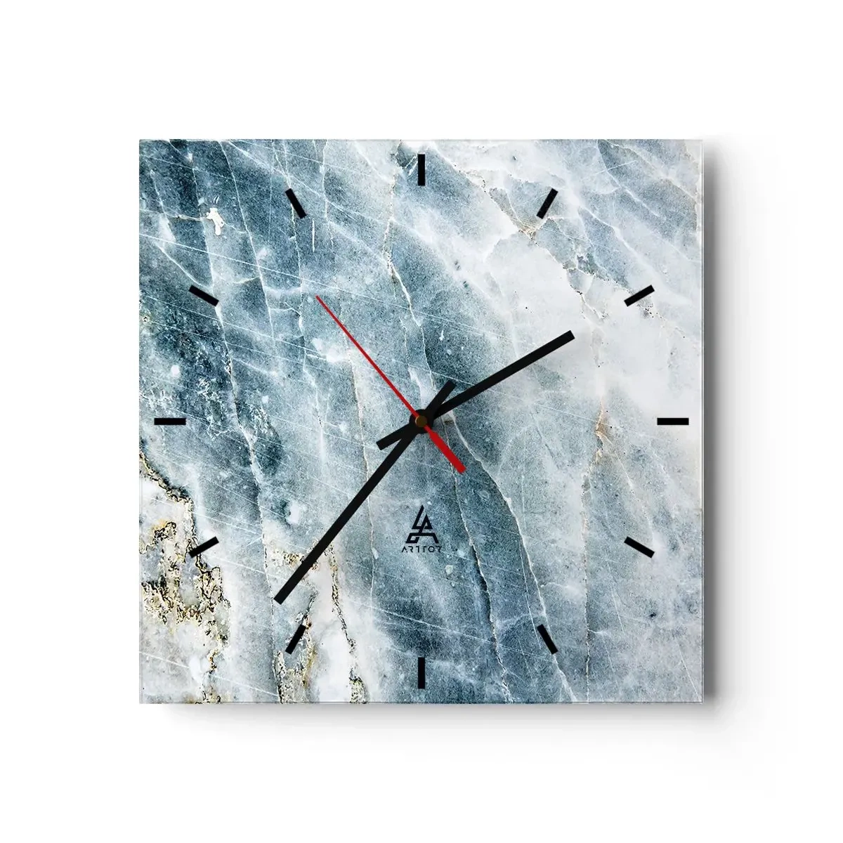 Wall clock - Clock on glass - Icy World - 40x40 cm