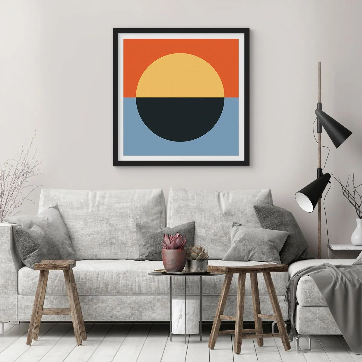 Poster in black frame - Composition of Warm and Cool - 50x50 cm