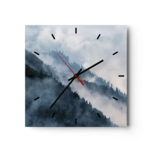 Wall clock - Clock on glass - Mysticism of the Mountains - 40x40 cm