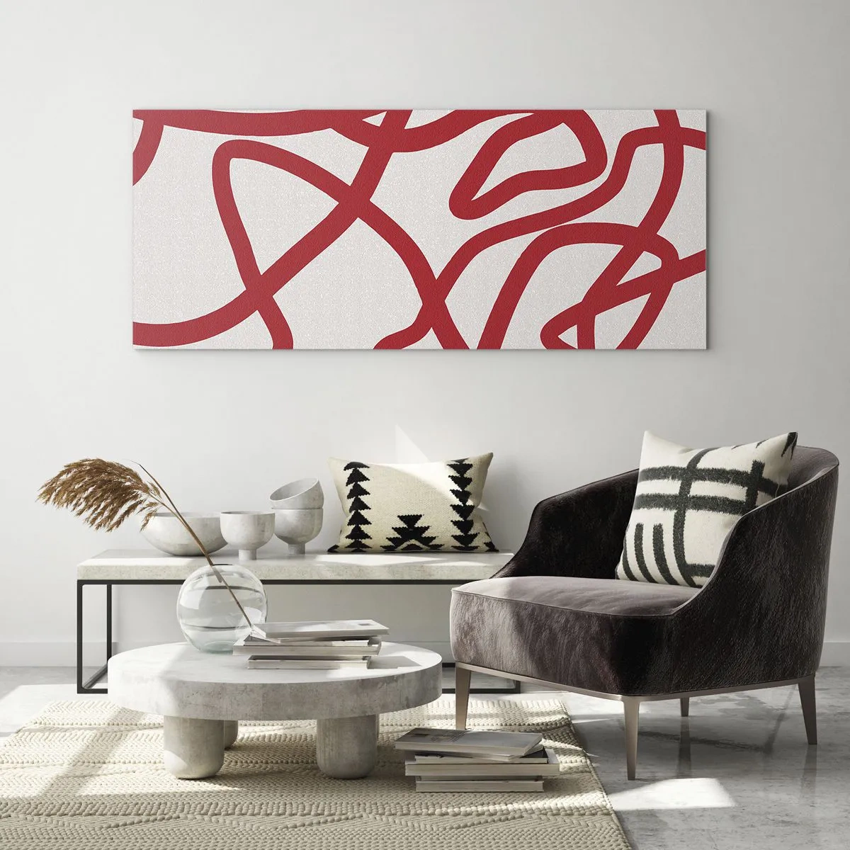 Glass picture - Red on White - 100x40 cm